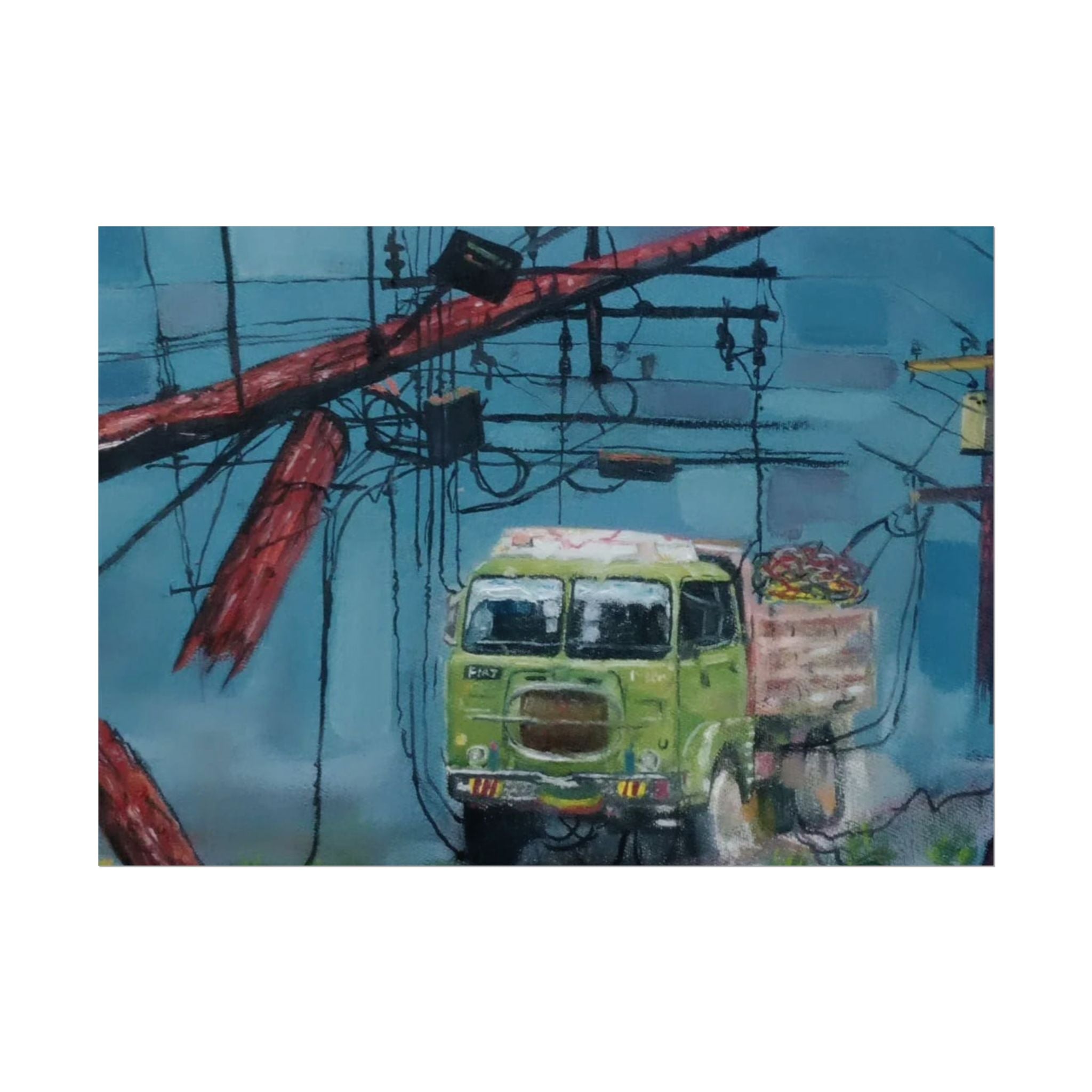 Weight of Memories Moving by Daniel Tesfaye Vintage Truck Art Rolled Poster