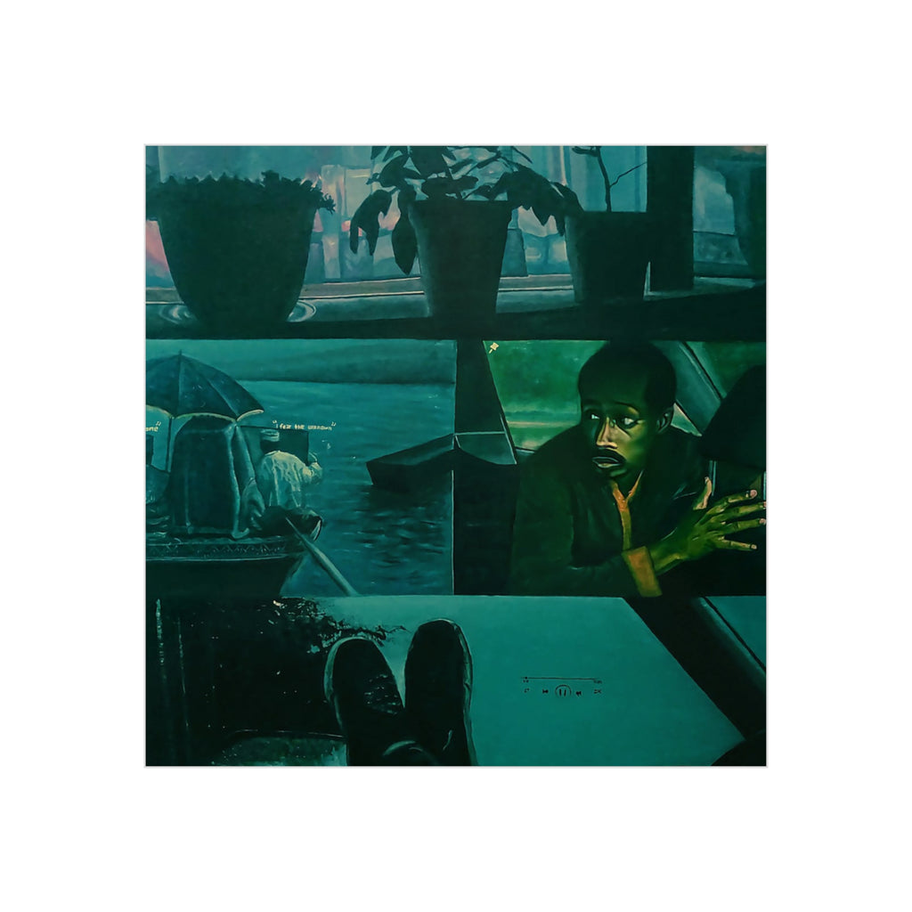 "Letting go is not passive, it's a form of trust" By Daniel Tesfaye Moody Window Scene Foam Board Print — Atmospheric Green Urban Art