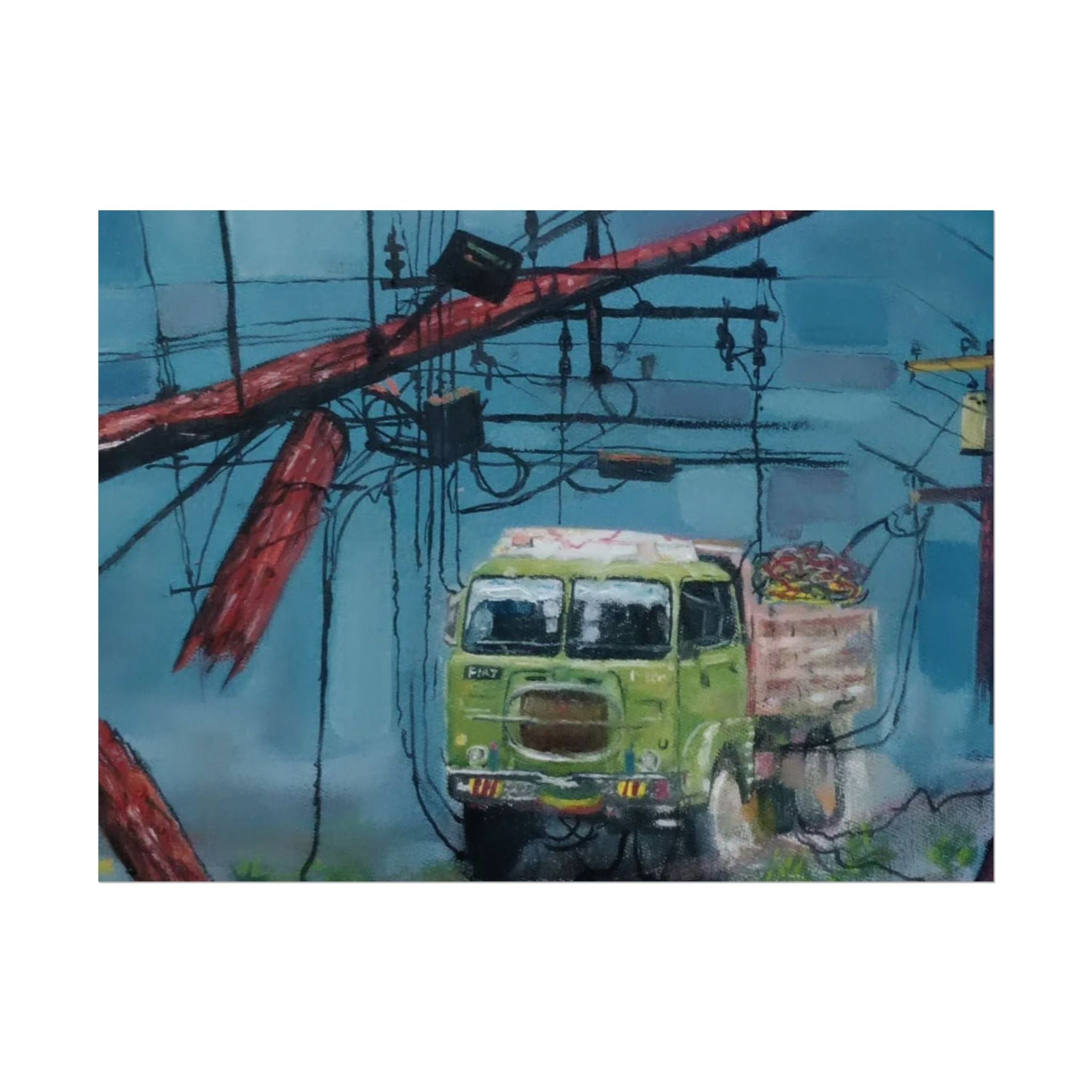 Weight of Memories Moving by Daniel Tesfaye Vintage Truck Art Rolled Poster