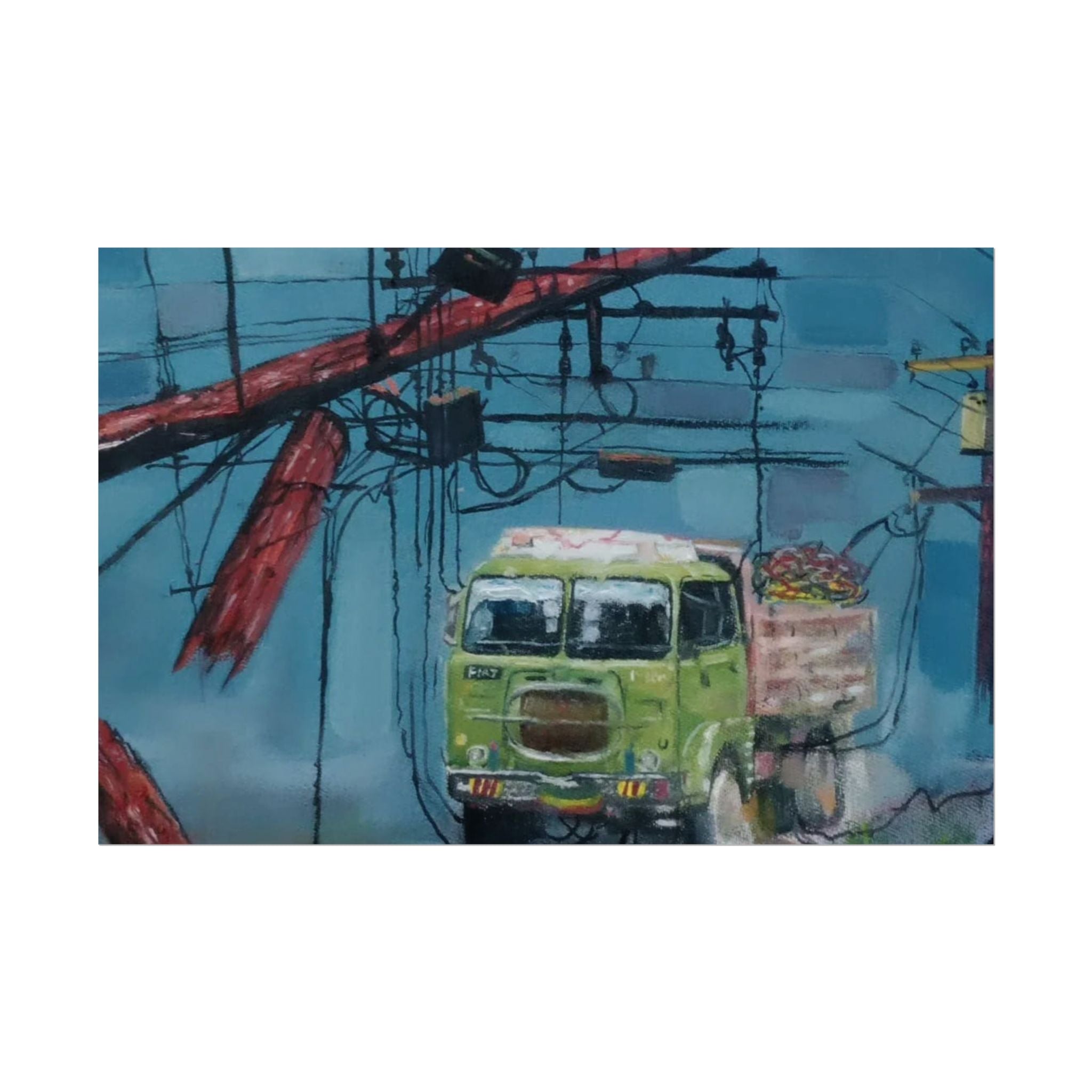 Weight of Memories Moving by Daniel Tesfaye Vintage Truck Art Rolled Poster