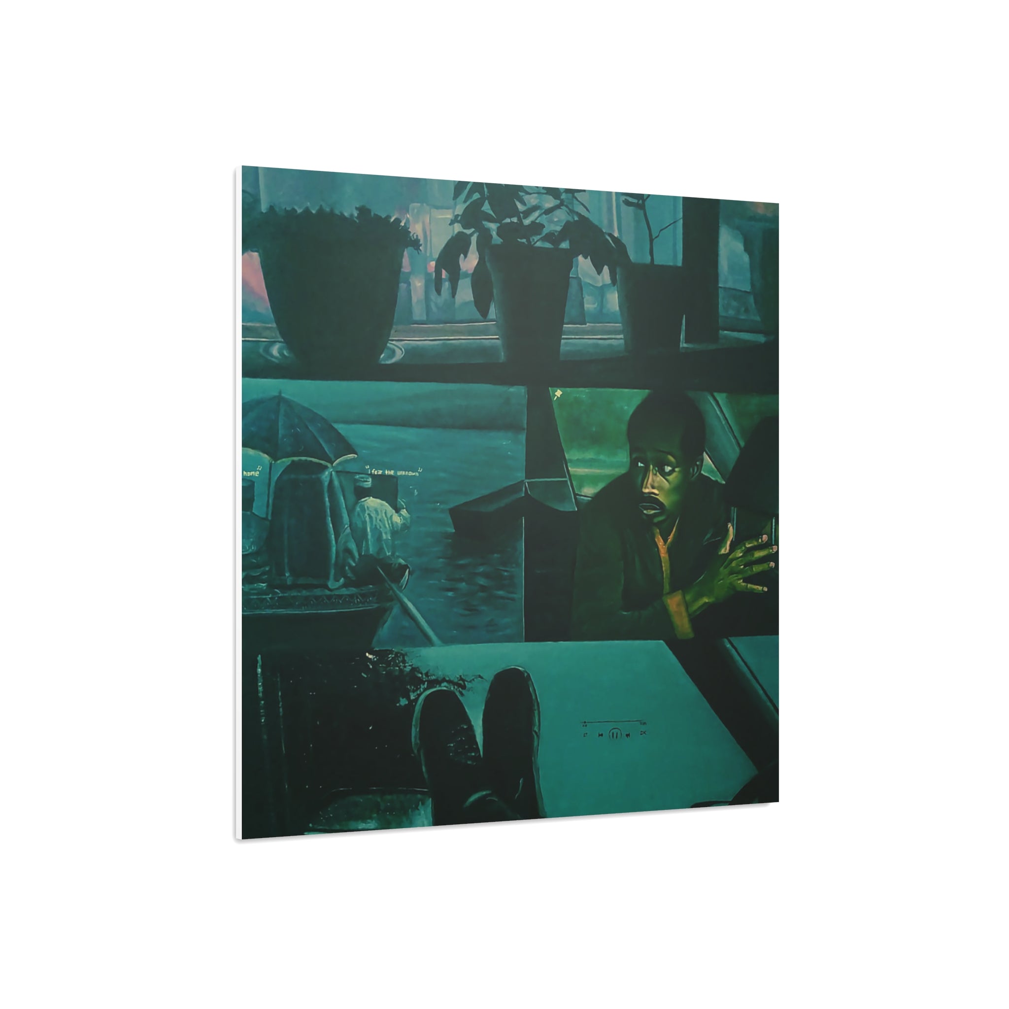 "Letting go is not passive, it's a form of trust" By Daniel Tesfaye Moody Window Scene Foam Board Print — Atmospheric Green Urban Art