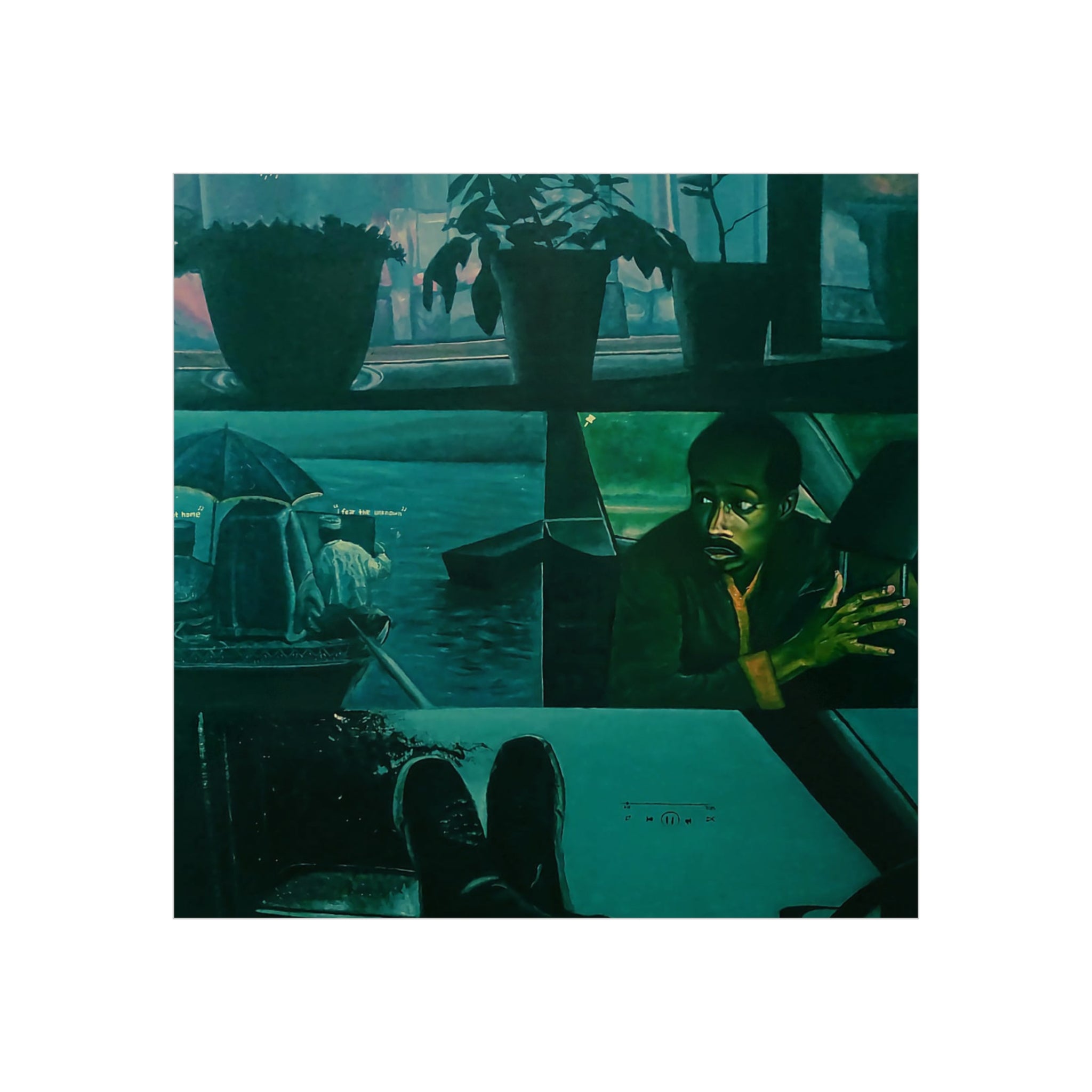 "Letting go is not passive, it's a form of trust" By Daniel Tesfaye Moody Window Scene Foam Board Print — Atmospheric Green Urban Art