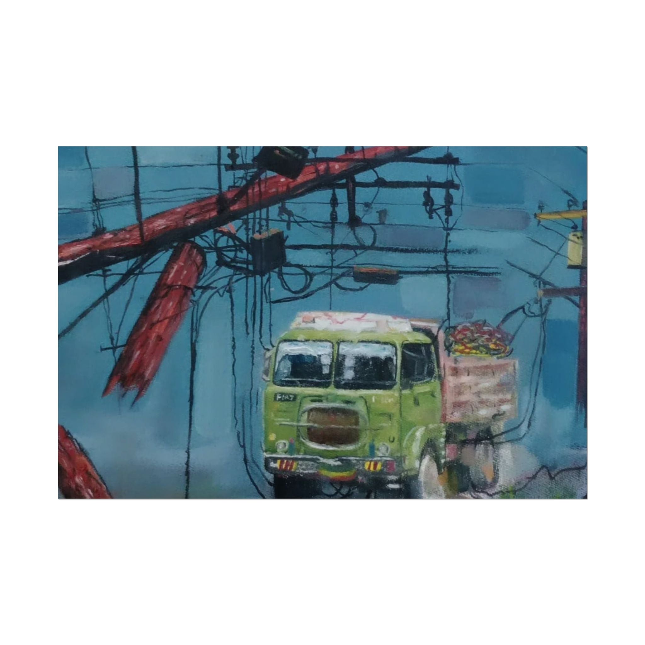 Weight of Memories Moving by Daniel Tesfaye Vintage Truck Art Rolled Poster