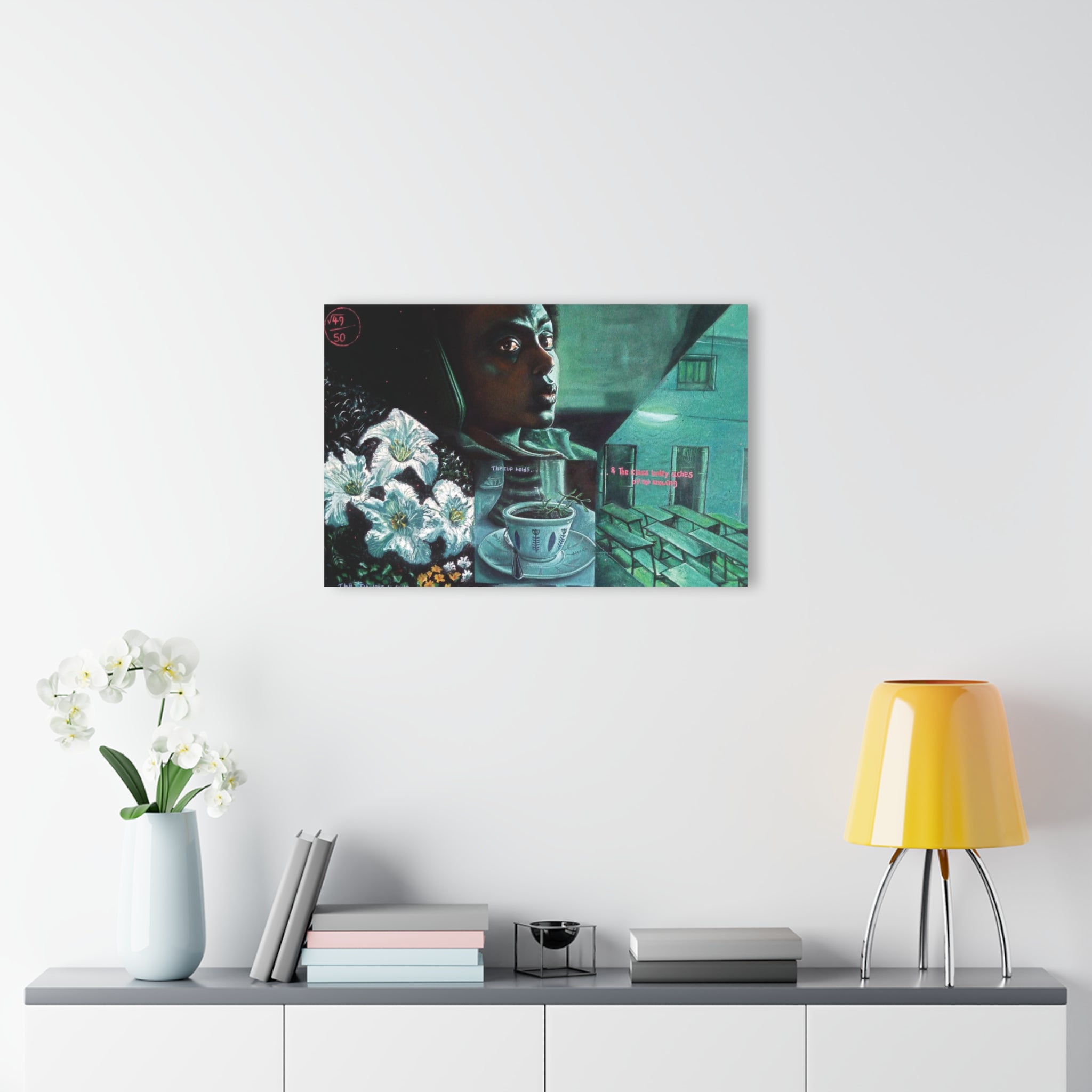 "We bloom within the blur of life" By Daniel Tesfaye Surreal Nightscape Acrylic Print — Moody Portrait & Floral Window Scene (French Cleat)