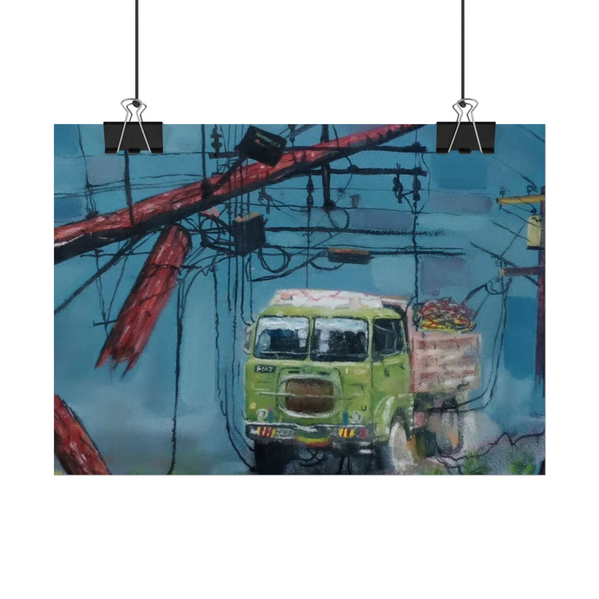 Weight of Memories Moving by Daniel Tesfaye Vintage Truck Art Rolled Poster