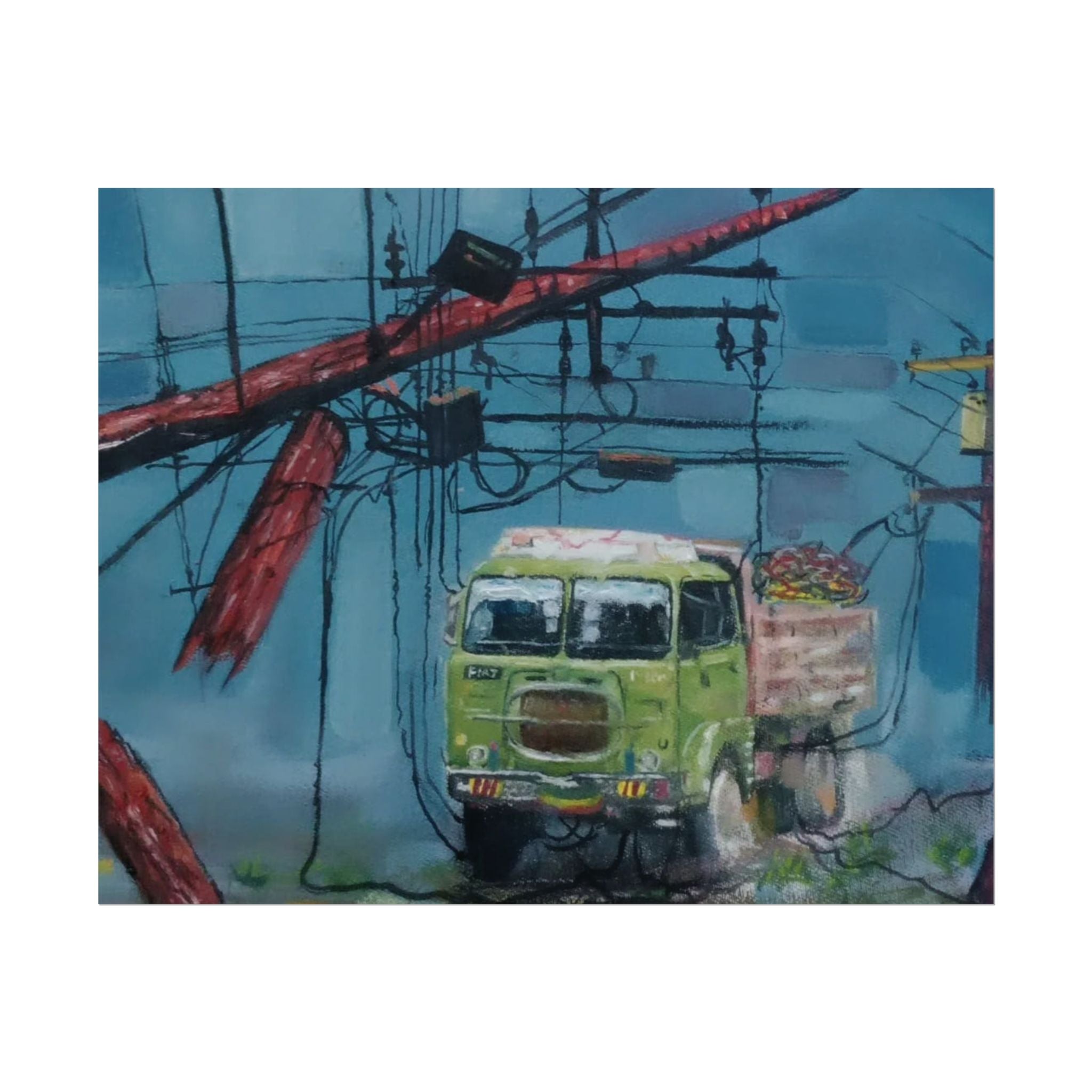 Weight of Memories Moving by Daniel Tesfaye Vintage Truck Art Rolled Poster