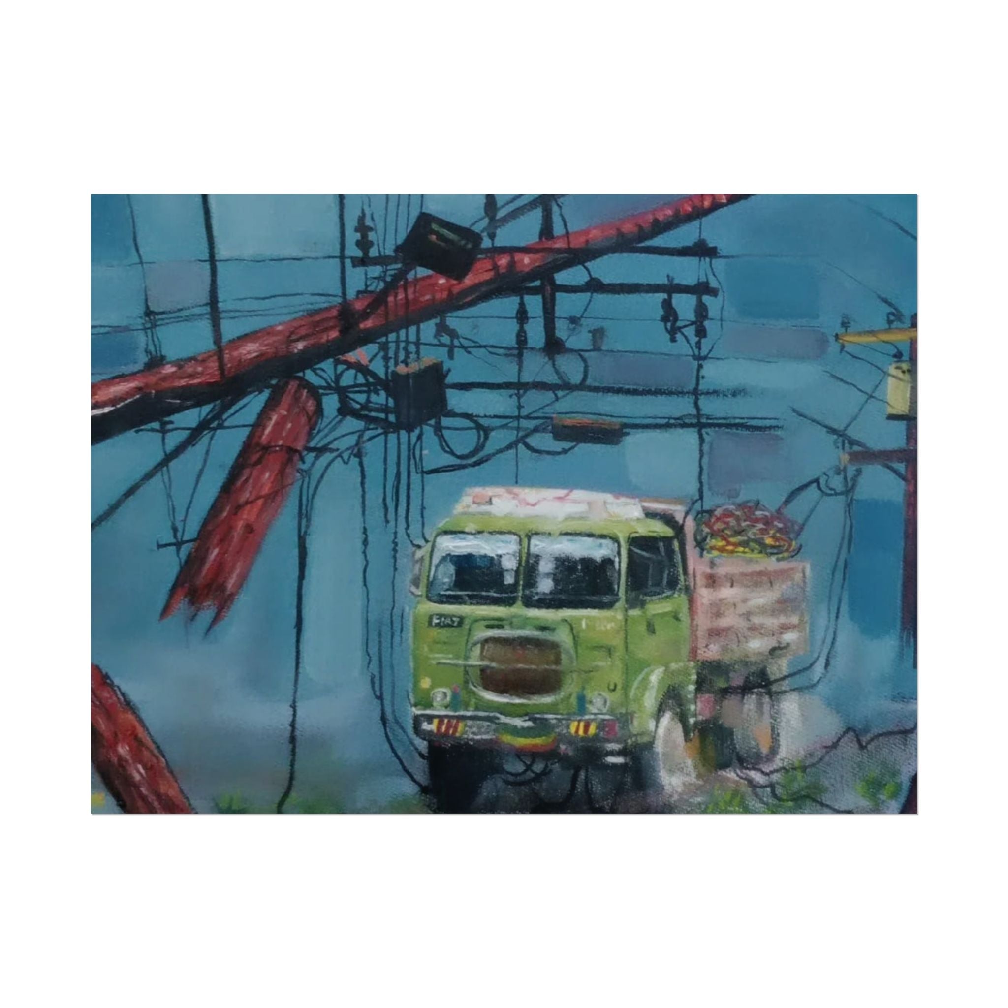 Weight of Memories Moving by Daniel Tesfaye Vintage Truck Art Rolled Poster