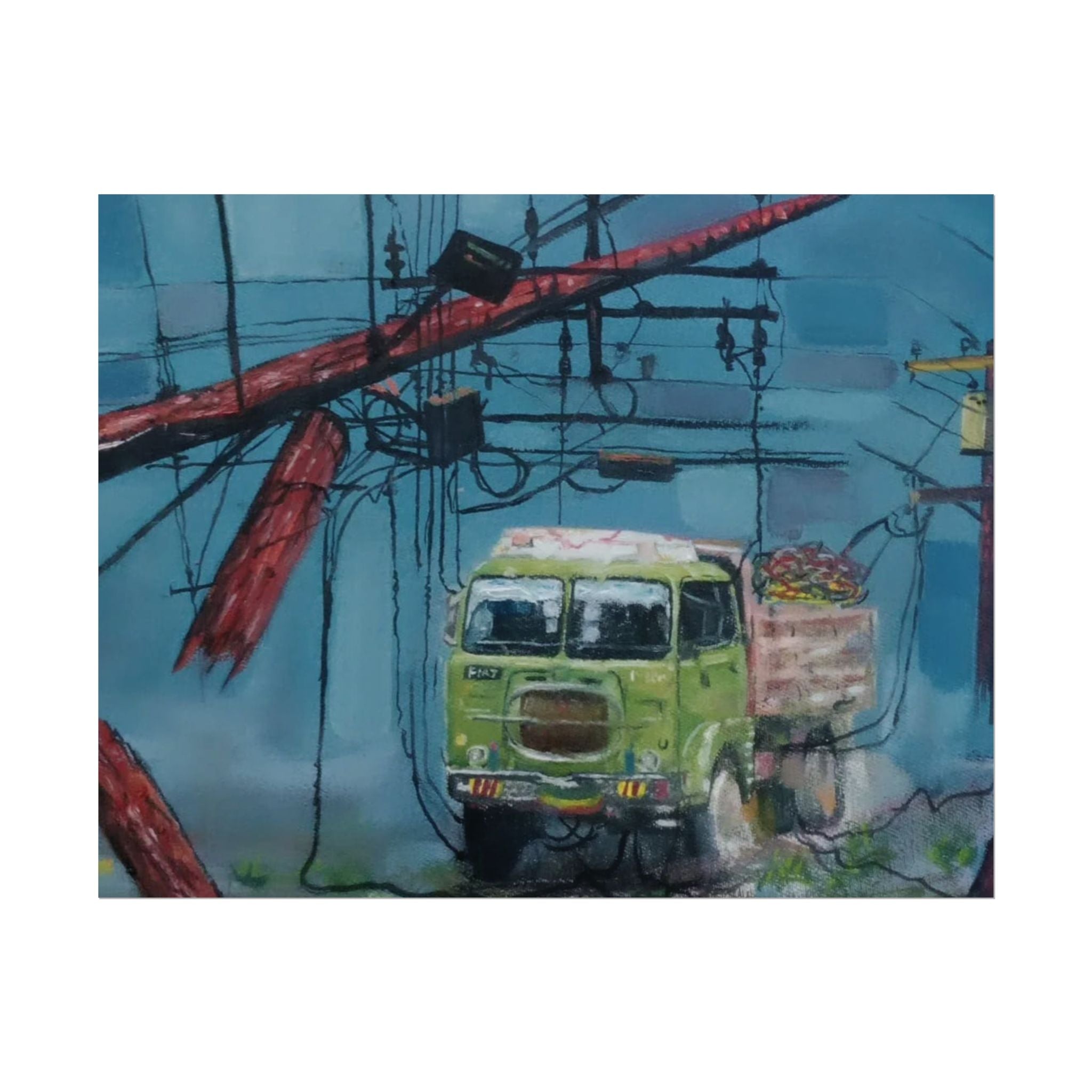 Weight of Memories Moving by Daniel Tesfaye Vintage Truck Art Rolled Poster