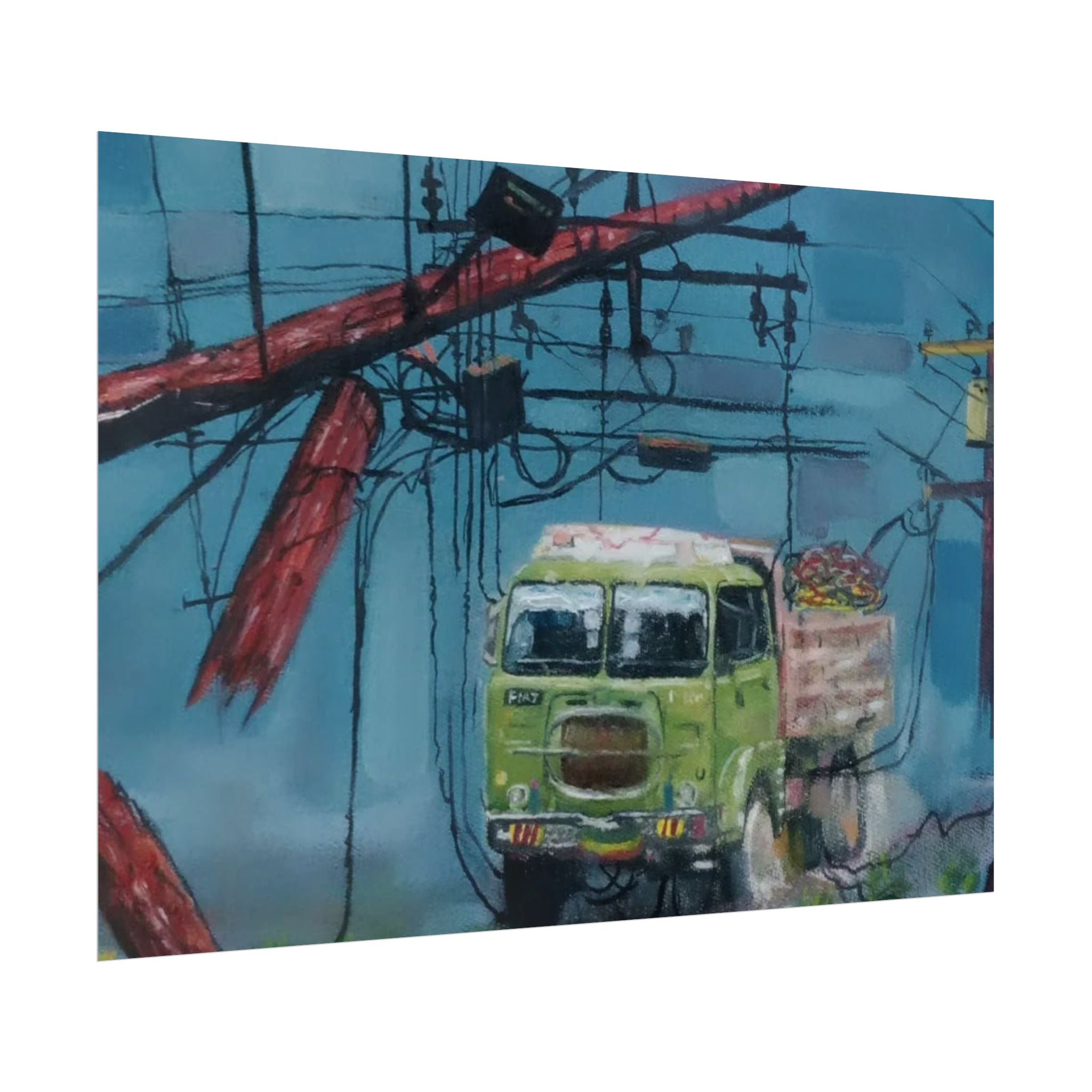 Weight of Memories Moving by Daniel Tesfaye Vintage Truck Art Rolled Poster