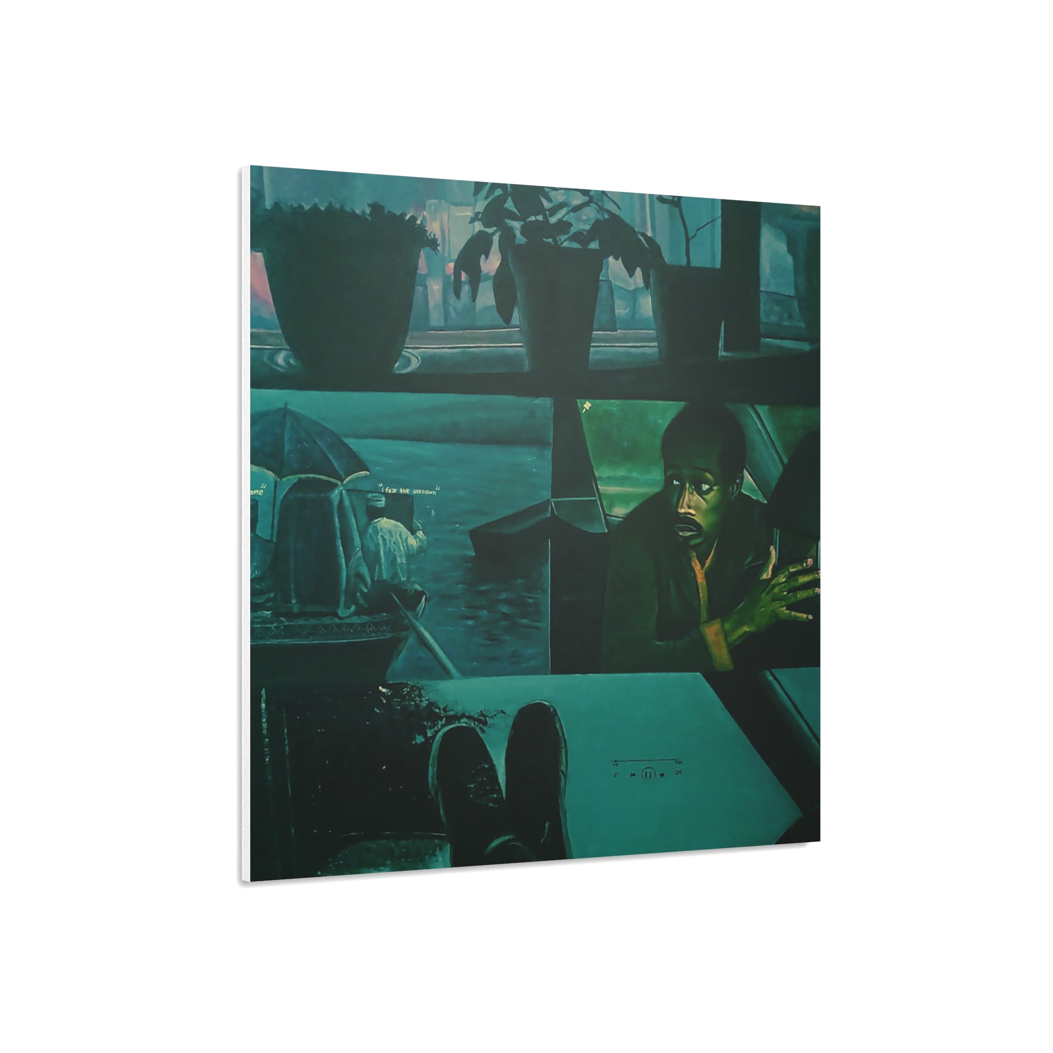 "Letting go is not passive, it's a form of trust" By Daniel Tesfaye Moody Window Scene Foam Board Print — Atmospheric Green Urban Art