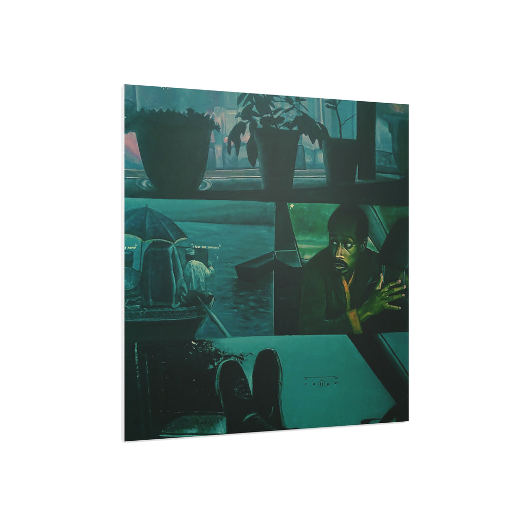 "Letting go is not passive, it's a form of trust" By Daniel Tesfaye Moody Window Scene Foam Board Print — Atmospheric Green Urban Art