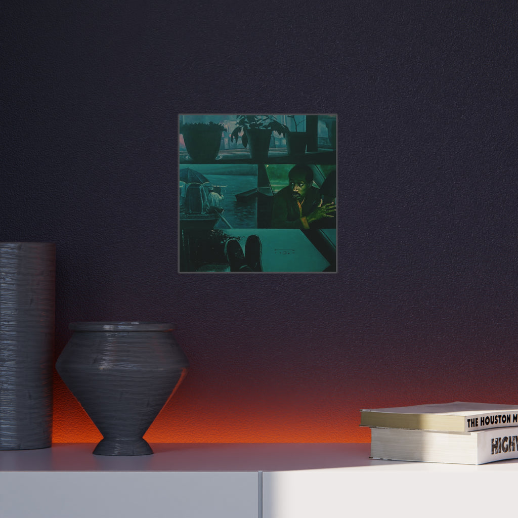 "Letting go is not passive, it's a form of trust" By Daniel Tesfaye Moody Window Scene Foam Board Print — Atmospheric Green Urban Art